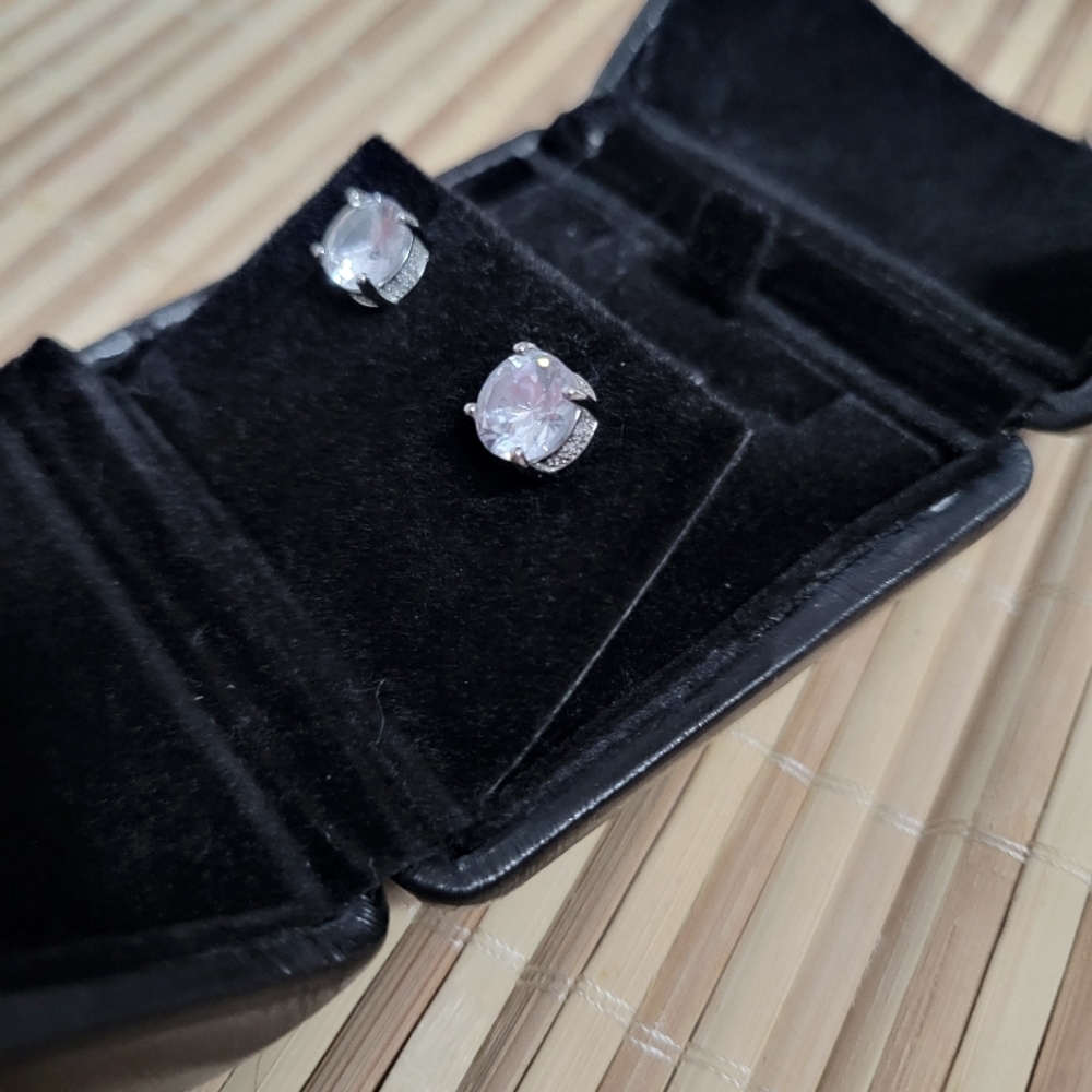 2 Carat CZ Silver Stud Earrings